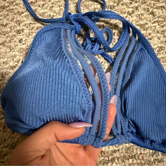 Isabella Rose Queensland Ribbed Triangle Top Blue- Size Medium - Picture 6 of 6